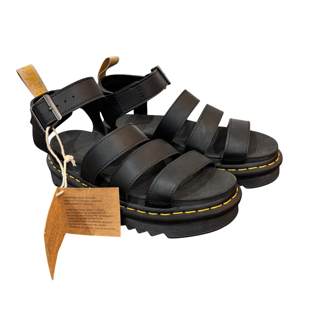 Dr. Martens Blaire Athena Black Leather Platform Gladiator Sandals New Size 6